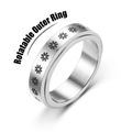 Silver rotatable spinner ring for women featuring engraved daisy patterns and brushed steel - US 5 / 6mm Wide - Daisy