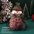 Plush snowman drawstring Christmas gift bag with red fabric and Merry Christmas print - English Print Apple Bag - Snowman