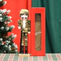 38CM wooden nutcracker soldier in camouflage uniform with rifle and red gift display box - 38cm / Camouflage Soldier