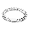 Polished silver finish Cuban link chain bracelet with classic secure box clasp closure - Steel Color Cuban Bracelet (KB164546-Z) / 10mm Width 21cm Length