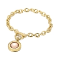 Bracelet en acier titane doré avec pendentif en cristal rose et fermoir à bascule OT - Style Chaîne Dorée Strass Rose (KB162171-Z)
