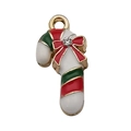 Ciondolo a forma di bastoncino di zucchero natalizio in smalto rosso e verde - Caramelle (12529) / 1 pezzo (11x22mm) / Rosso Verde Bianco