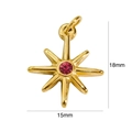 Ciondolo a stella a otto punte dorato con zircone rosso e dimensioni di 18x15mm - Zirconia Rosso Rosa