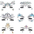 Set of 6 face rhinestone stickers with colorful crystals and iridescent gems - Set 41