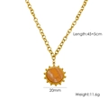 14K vergulde roestvrijstalen zonnesteen ketting met een ronde hanger van 20mm op wit - Ronde Stijl