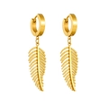 Elegante goldene Feder-Ohrhänger aus Edelstahl mit poliertem Hochglanz-Finish - Gold