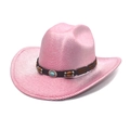 Chapeau de cowboy rose avec bandeau en perles turquoise et finition métallique - M (56-58cm) / Rose foncé