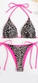Two-piece leopard print bikini set with hot pink ties and adjustable triangle top - Leopard & Rose Red