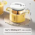 400ml semi-automatic egg beater set with glass whisking cup and cream-white lid - High Borosilicate Glass + Plastic / Automatic Egg Mixing Cup / Cream