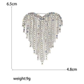 Elegante spilla a cuore con frange e cristalli AB per accessori da abito donna - Argento - Strass Bianco AB