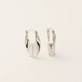 Elegante polierte S925 Sterlingsilber Creolen mit unregelmäßigem minimalistischem Design - 925er Silber / Weißgold