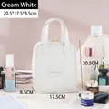 Cream-white waterproof hanging toiletry bag with golden Free travel label and top handle - Milky Apricot White (Shell Shape)