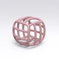 Pink food-grade silicone baby teether ball with hollow maze design for soothing - Pink
