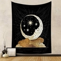 Artistic golden moon and stars tapestry with bohemian clouds hanging on a wall - 73*95CM / Cloud Star Moon (Brushed)