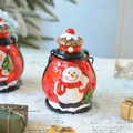 Farol rojo de decoración navideña con figura de muñeco de nieve y luz LED cálida - 7.3*6.8*10cm / Linterna Pequeña Muñeco de Nieve