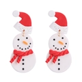 Handmade clay snowman earrings with red Christmas hat and scarf for festive holiday style - Style 7-Snowman with Christmas Hat