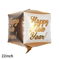Ballon de Nouvel An cube 4D de 22 pouces en aluminium avec pois dorés et texte - Ballon Cube Noir et Blanc du Nouvel An 22 Pouces