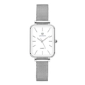 Montre à quartz carrée vintage pour femme avec bracelet en maille argentée et cadran blanc - Argent Élégant