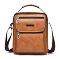 Borsa tote retrò in pelle PU marrone da uomo con tracolla regolabile e manico superiore - Cuoio