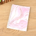 Spiral notebook with pink marble texture, golden glitter lines and white metal coils - A5 / Pink Marble Pattern Style (20)