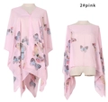 Zonbeschermende sjaal van chiffon met roze vlinderprint en lichtgewicht stoffen design - Vlinder Roze