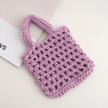 Schicke lila handgehäkelte Mini-Tasche mit hohl gewebtem Baumwollseil-Design - 20*20cm / Violett