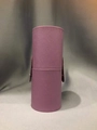 Purple PU leather makeup brush holder with fine stitching and snap button detail - Purple