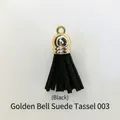 Pendentif gland en suédine noire avec embout doré pour porte-clés DIY en résine - Pompon Style 3 Noir
