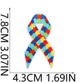 Detailed embroidery patch with puzzle pattern showing 7.8cm height and 4.3cm width dimensions - Puzzle Ribbon Long Style (No. 15)
