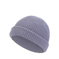 Detailed close-up of grey ribbed knit skull cap with high-elastic cuff and thick texture - One Size / Light Gray
