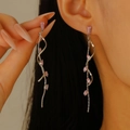 Rosa Zirkon Quastenohrringe mit silbernem Spiraldesign und Marquise Schliff - Silber mit Rosa Zirkon Stil (1953)