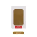 Detail of golden mess-free ink pad for baby hand and footprints with safety warning label - 1 Ink Pad + 2 Sheets of Cardstock / Gold