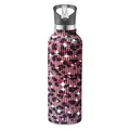 Pink and black leopard print rhinestone 32oz stainless steel sports tumbler with straw - Leopard Pink