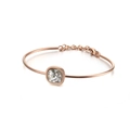 Rose gold geometric stainless steel bangle featuring a square-cut sparkling zircon stone - Clear Style (KB120109-KHY)