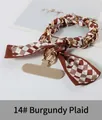 Fashionable wine red plaid silk ribbon and gold metal chain phone lanyard strap - 14# Wine Red Plaid