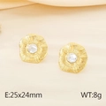 Orecchini vintage a ventaglio in acciaio inossidabile 18K con zircone ottagonale - Stile B Oro (KE115673-KFC)