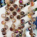 Cuentas de cristal facetado aurora 8mm degradado ámbar y violeta para joyería artesanal - 6mm/Aprox. 89 piezas / Púrpura Rojo Rosa