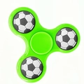 Three-leaf fidget spinner toy in vibrant green featuring decorative soccer ball weights - Classic Green Soccer Pattern