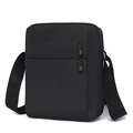 Men's black Oxford fabric crossbody bag with layered zipper pockets and woven pullers - Upgraded Black