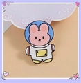 Cute pink bunny astronaut enamel pin with white spacesuit and blue helmet visor - Astronaut Rabbit