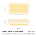 Moule en silicone jaune crème à 8 cavités en forme de patte de chat avec dimensions - 8 Grilles Rectangulaires (DM-15-19)