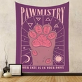 Mystical purple pawmistry tapestry with pink cat paw and astrology signs for room decor - GT616-7 (Purple) / 73x95cm (Brushed Fabric)