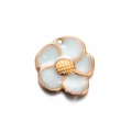 Sparkling white and gold cherry blossom flower petal pendant with diy hanging loop - 10# White with Glitter