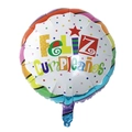 18 inch round foil balloon with colorful stripes and Spanish Feliz Cumpleaños text - Round Colorful Stripes Kids Spanish Birthday