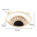 Fan-shaped gold plated evil eye charm with white enamel and sparkling zircon stones - Gold White Black Eye M913637-Gold