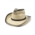Chapeau de cowboy classique en paille avec couronne ajourée et finition bordure brûlée - M (56-58cm) / Dégradé Noir Ajouré