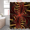 Detail showing red and black fractal geometric pattern on 180x180cm waterproof bath curtain - 90*180cm / Olive Green (Fractal)