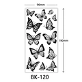 Sketch butterfly temporary tattoo stickers in black and white line art style - BK-120 / 96*190mm
