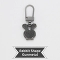 Universal gunmetal rabbit zipper puller replacement with small bow detail - Rabbit - Gunmetal