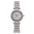 Elegant women's watch with full crystal inlay and shell dial on a silver bracelet - Silver